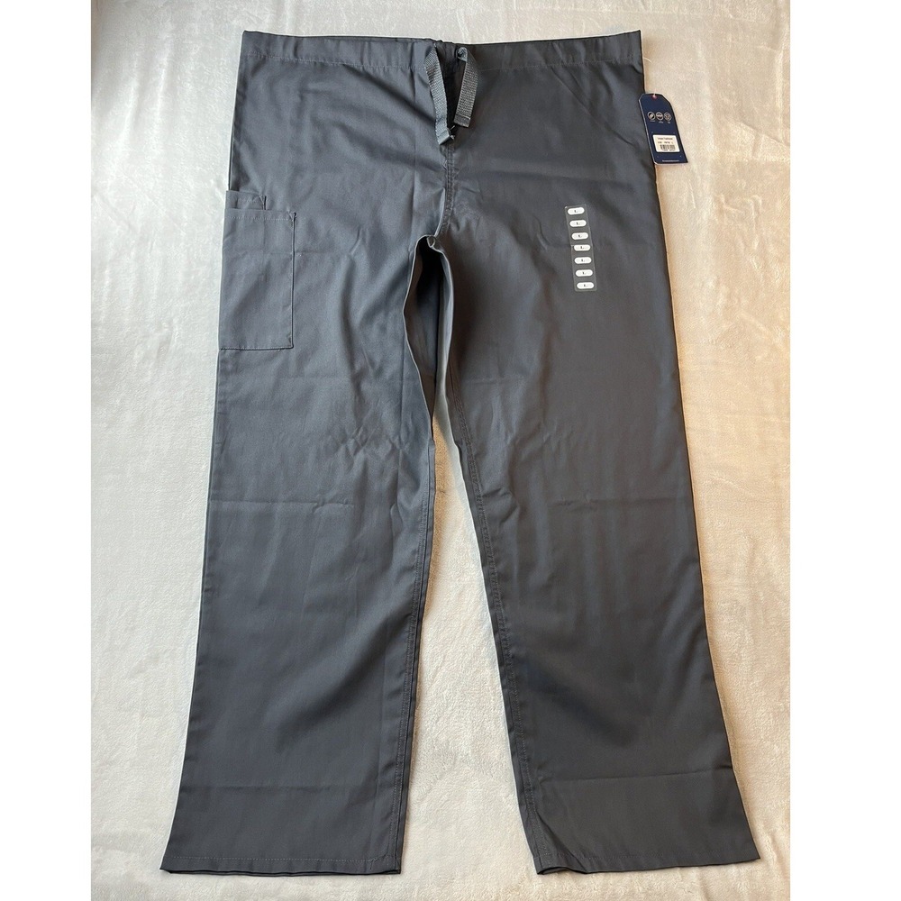 CHEROKEE Scrub Pants Unisex Large Gray Drawstring Workwear Medical